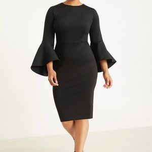 Eloquii Flare Sleeve Scuba Dress (Black- Sz 22)